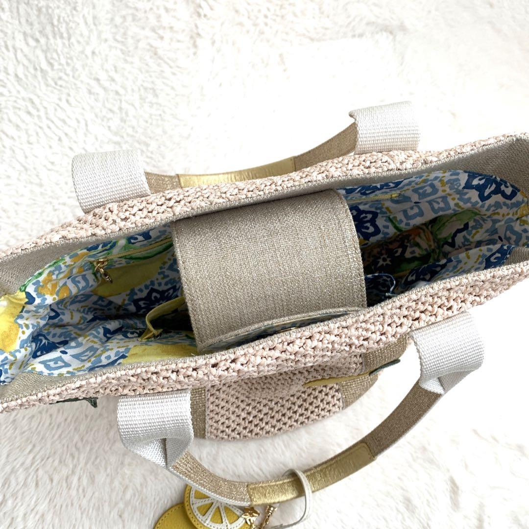 Think Bee! カゴ トートバッグ レモン チャーム付き