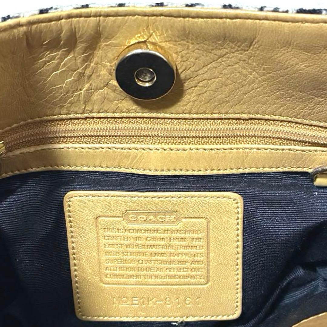 美品 COACH ワンショルダー バッグ アクセサリーポーチ チェック 千鳥格子