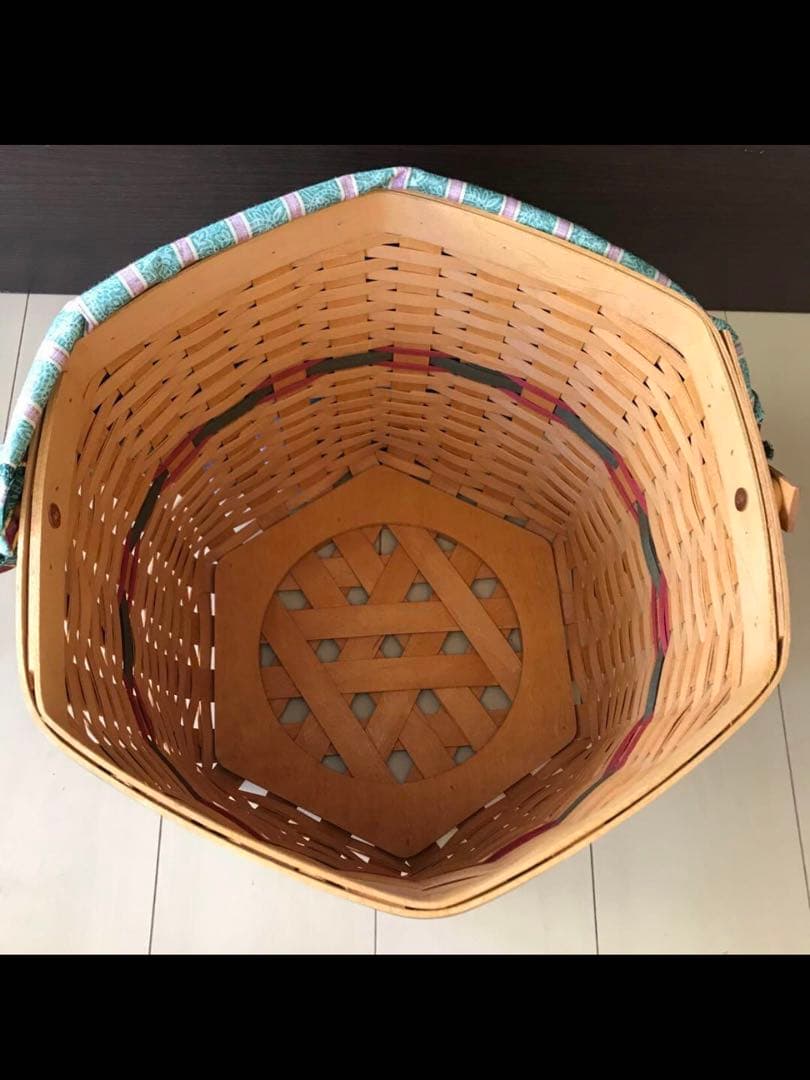 大きな籠　ロンガバーガー　ビンテージ　蓋付き　籠　かご　バスケット　レア