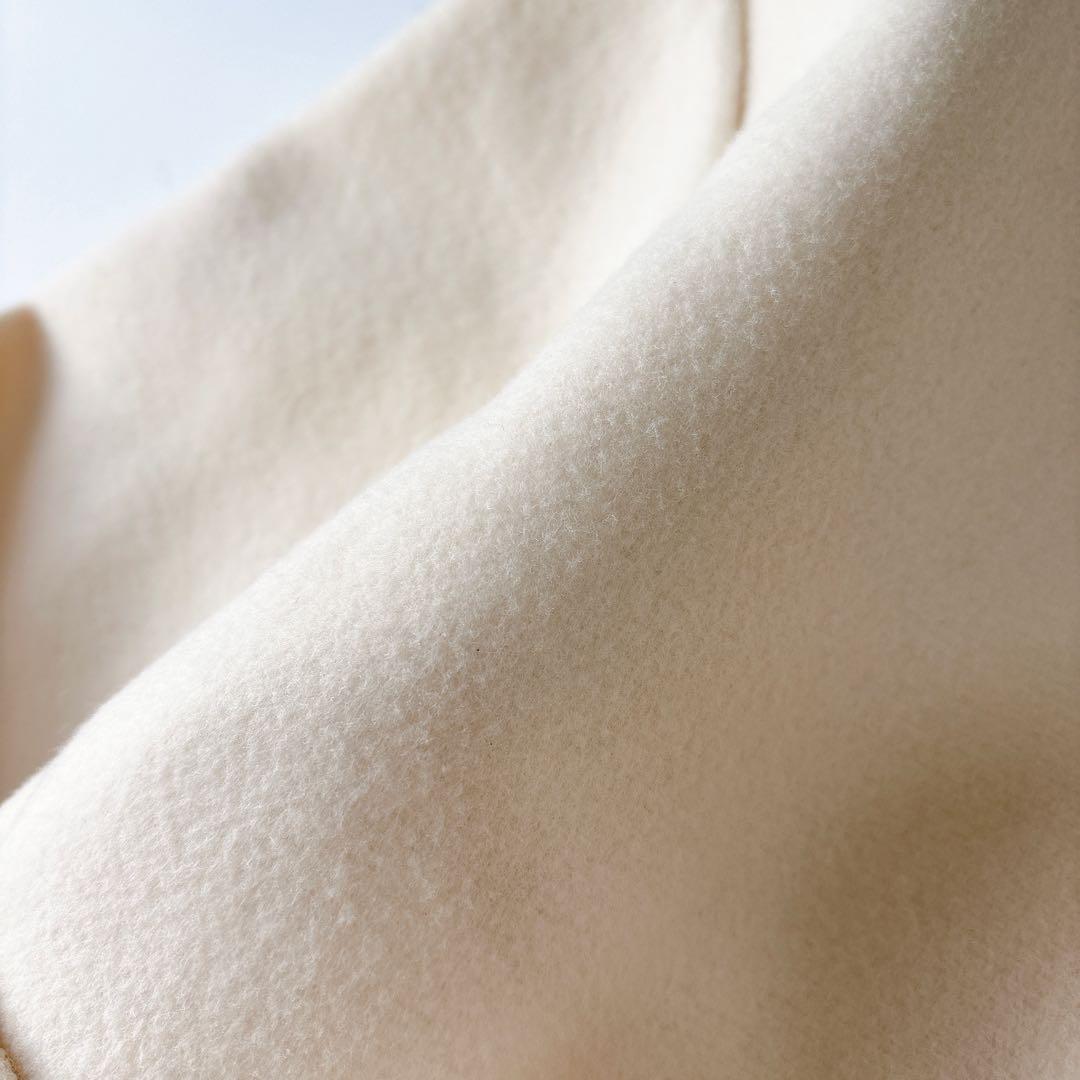 美品⁑セルフォード　ノーカラーショートコート　　アイボリー　36 Aライン　春