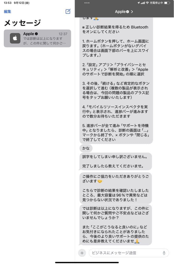 【iPad mini 第6世代】64GB Cellular バッテリー容量96%