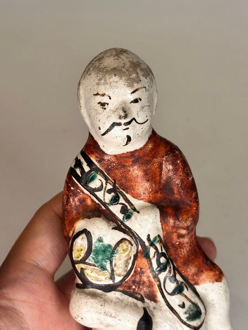 中国 磁州窯 彩絵 人物文 置物 骨董品 コレクション 時代物