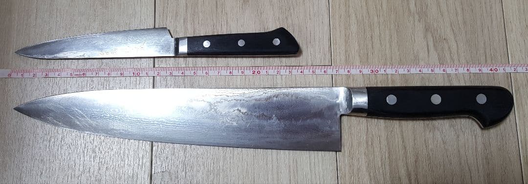 【業者研ぎ済み】合羽橋鍔屋 牛刀(27cm)&ペティナイフ セット ダマスカス