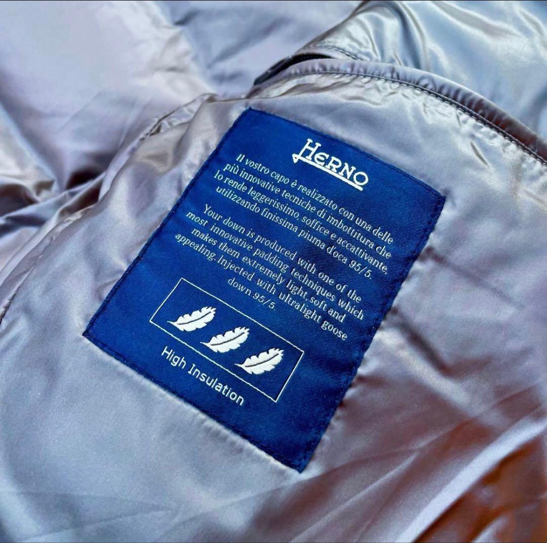 【美品】HERNO N-3Bダウンコート ミドル丈　ブラウンベージュ 44