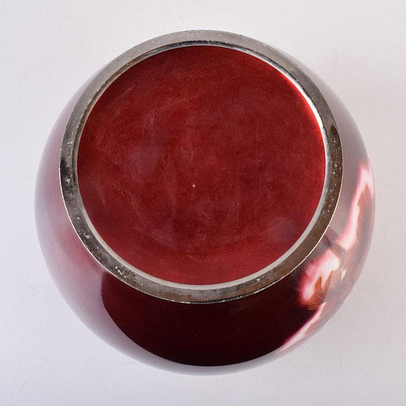 七宝焼　太田七宝造　透釉　旭光釉　菊文　花瓶　共箱　M　R8971H