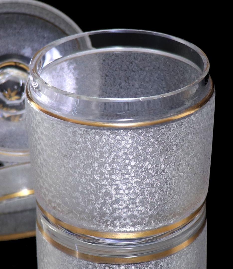 オールド・バカラ 春海商店特別注文品 青海波模様 金彩 蓋物 大サイズ 小物入れ