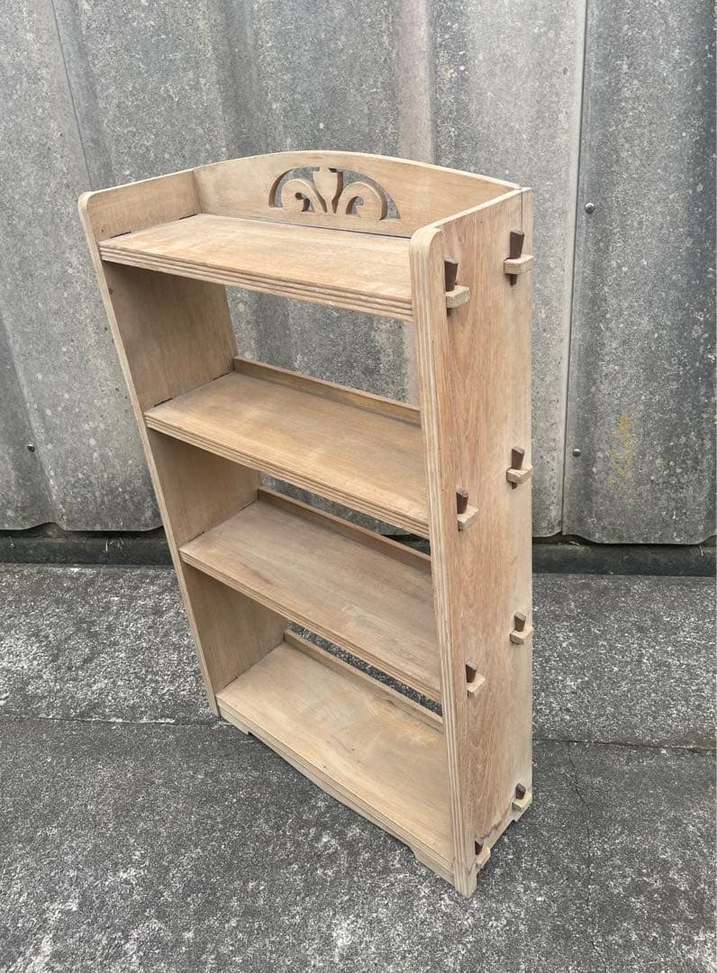 古道具/当時物/木製/無垢材/本棚/透かし彫り/店舗什器/ディスプレイ/③