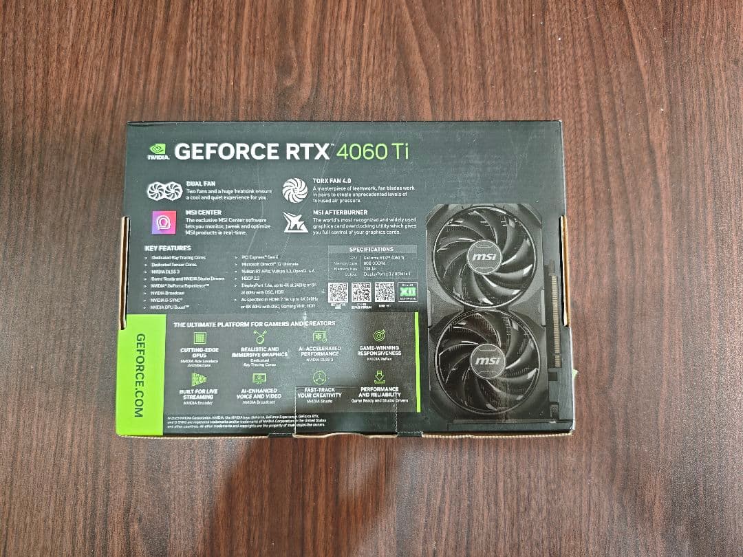 新品未開封 MSI RTX 4060 Ti VENTUS 2X BLACK OC