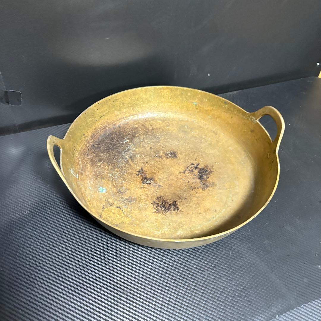 希少レア　仁悟　砲金鍋　銅鍋　39ｃｍ　平鍋　天ぷら鍋　日本料理　両手鍋