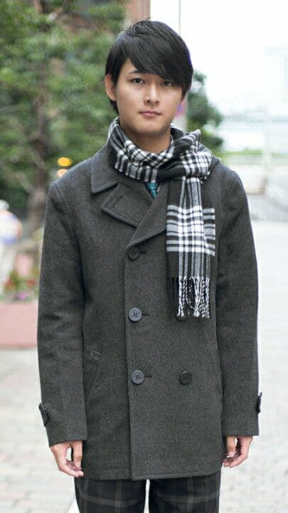 新品タグ付♪トンボ スクール ピーコート グレー M 今季購入