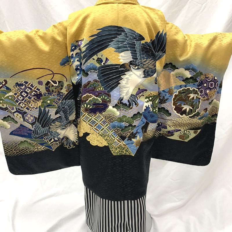 503ab10■七五三 五歳 男児 未使用品 着物&羽織&袴&角帯&長襦袢 小物