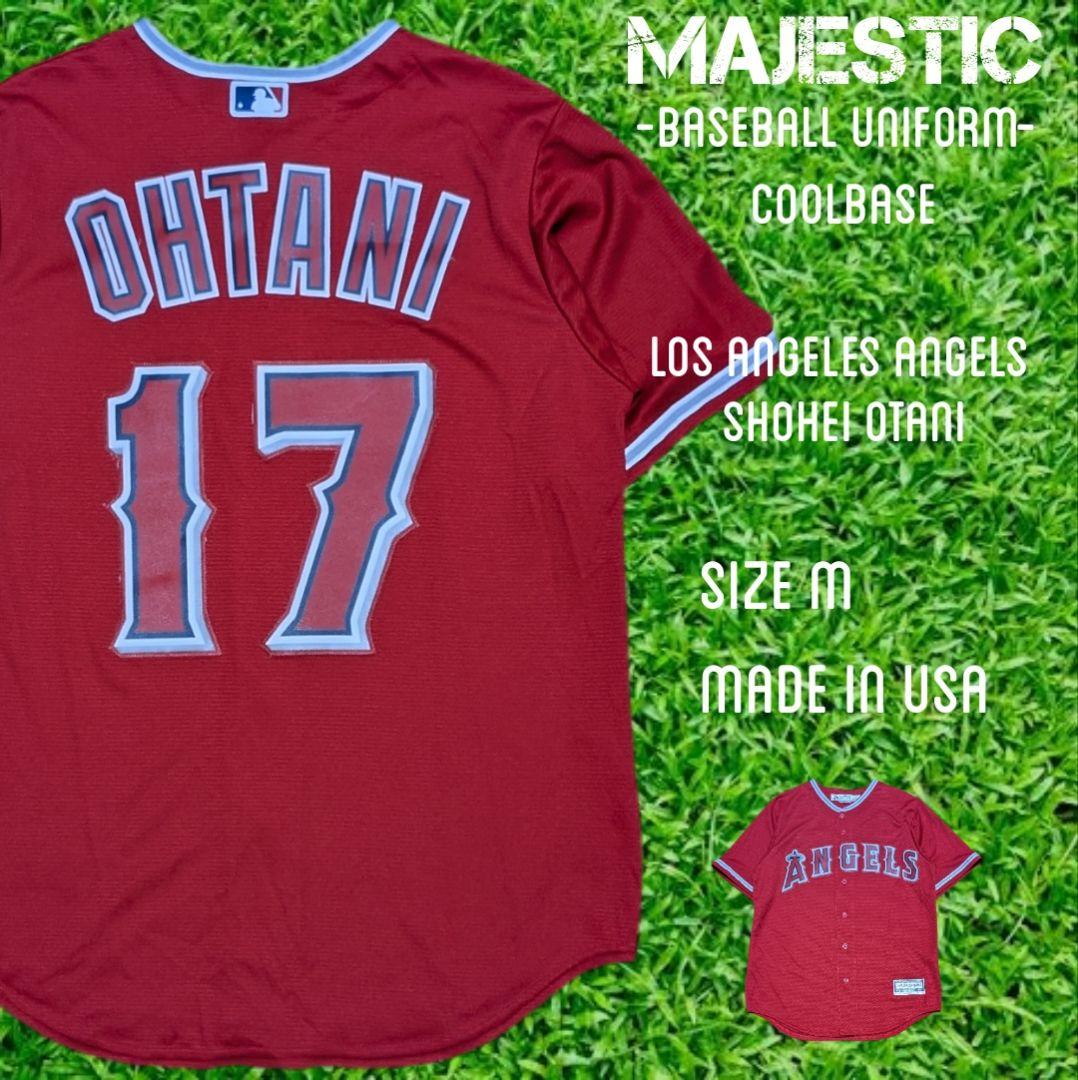①USA製 マジェスティック　エンゼルス 大谷翔平 ユニフォーム　Ｍ レッド