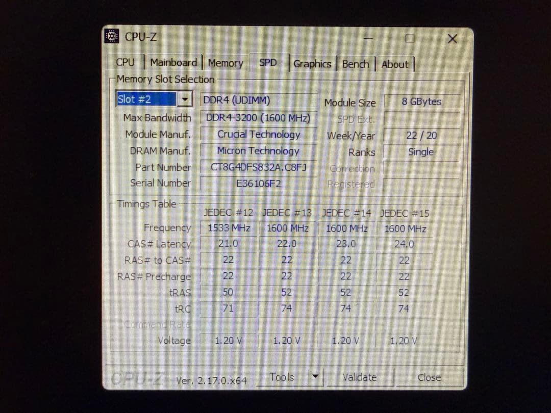 Crucial DDR4-3200 8GB×2枚 メモリ