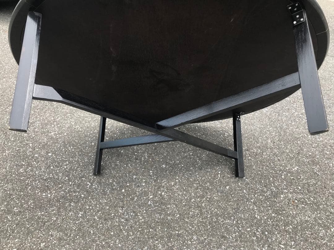 ◉木製丸型座卓◉ 117cm 黒