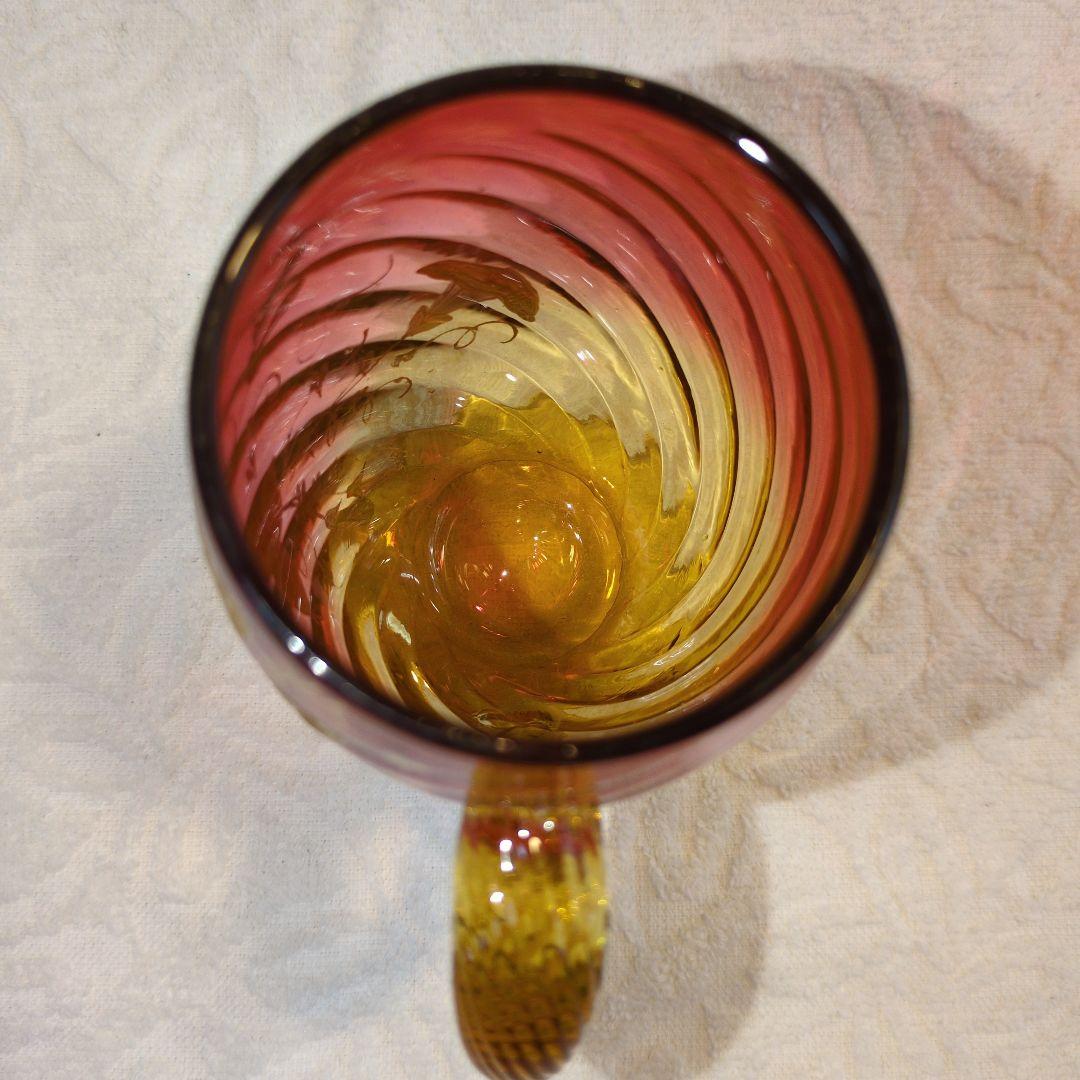 再再お値下げしました❢オールドバカラ、赤と金のつる花柄グラス 超希少のお品物です