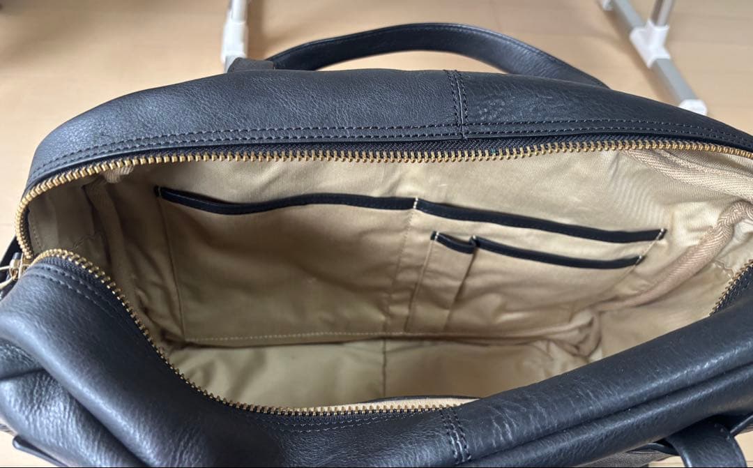 GANZO 7QS-H スクエアボストン ブラック レザー バッグ【廃盤希少品】