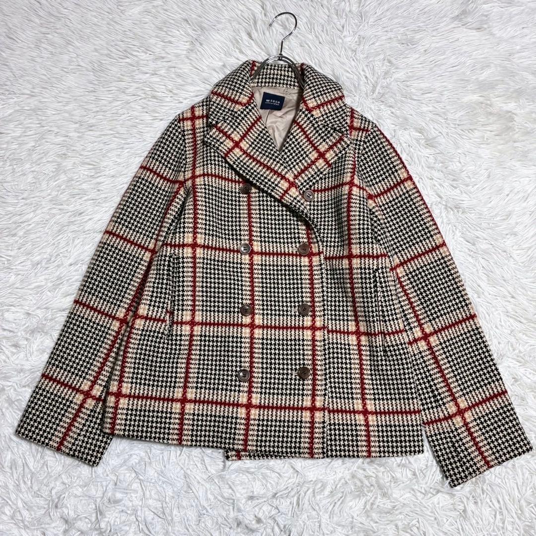 ひーこ IÉNA sese ダブルブレスト ピーコート チェック 裏地