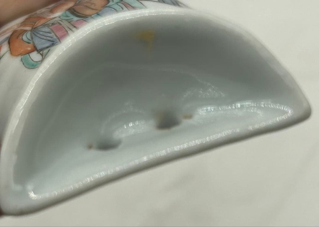 中国　清時代　粉彩人物紋壁瓶　送料込み1213