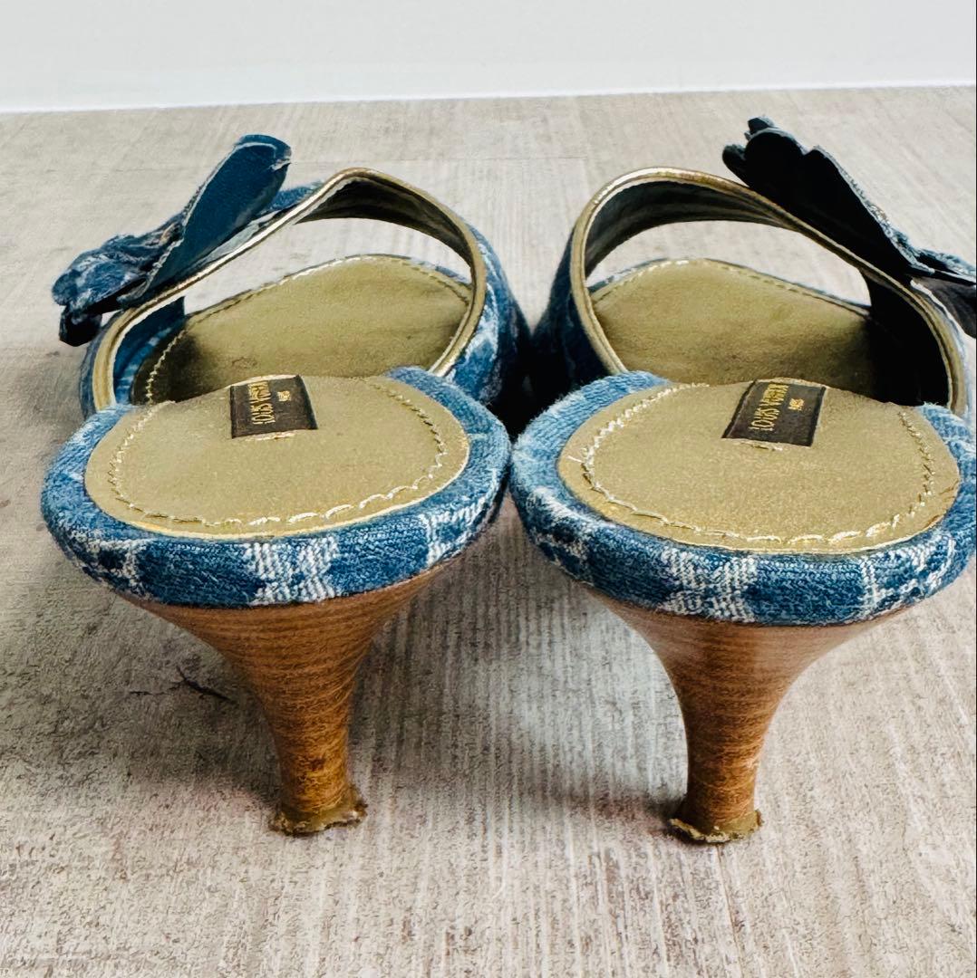 ■LOUIS VUITTON■替えヒール付き■デニム地モノグラムミュール■お花■
