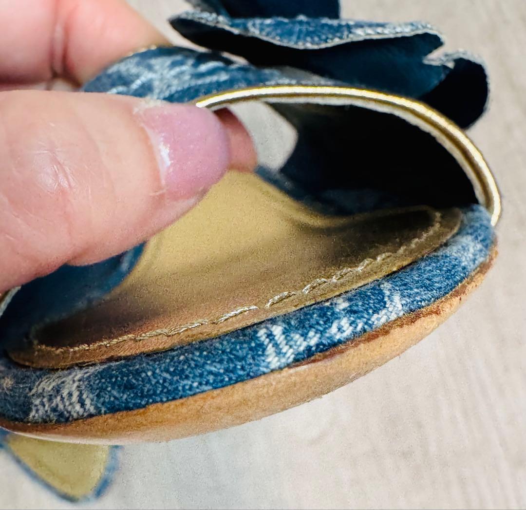 ■LOUIS VUITTON■替えヒール付き■デニム地モノグラムミュール■お花■