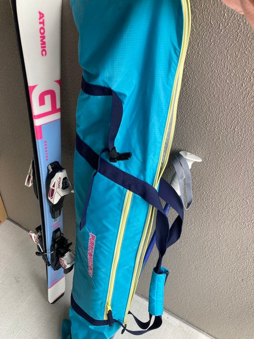 子ども用スキー靴 紫色　スキー板