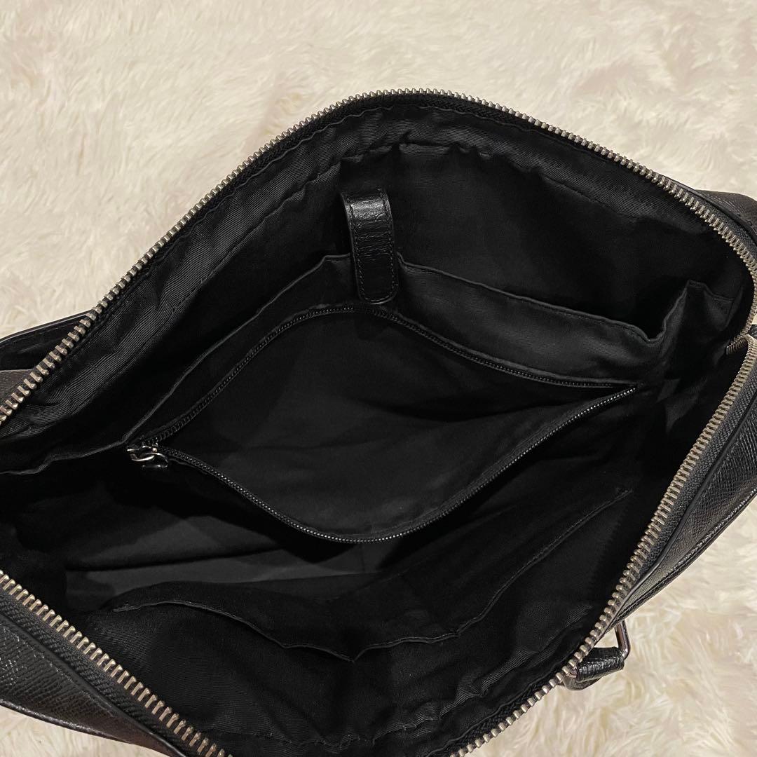 コーチ 2way オールレザー ベケット ブリーフケース ブラック シルバーロゴ