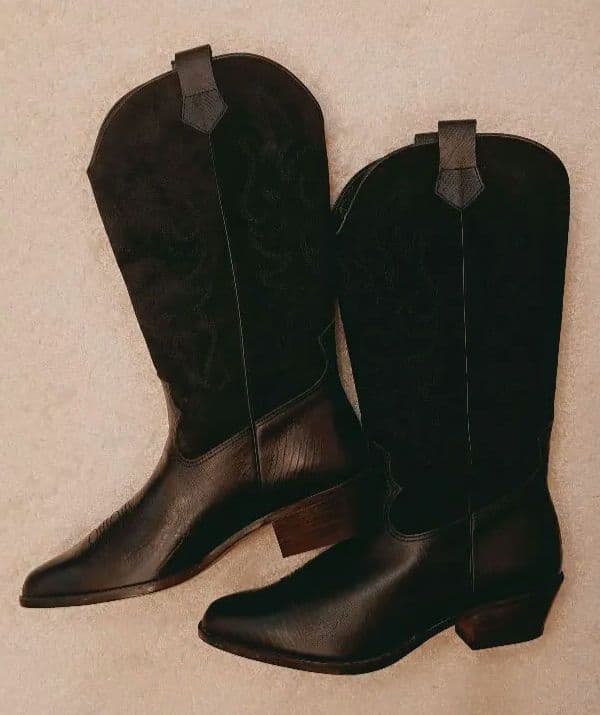 【未使用】カワノ celica 本革ウエスタンブーツ 黒