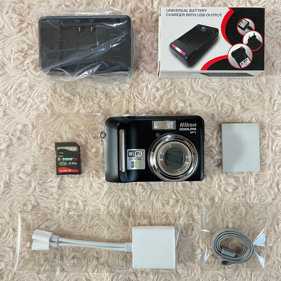美品✨Nikon coolpix P1✨動作確認済 スマホ転送OK 可愛い 黒♪
