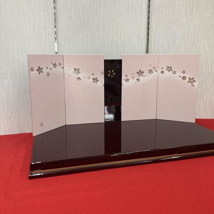 F3 訳あり　高級溜塗り　台巾70㎝　雛人形台屏風のみ　雛人形飾り台　ひな人形