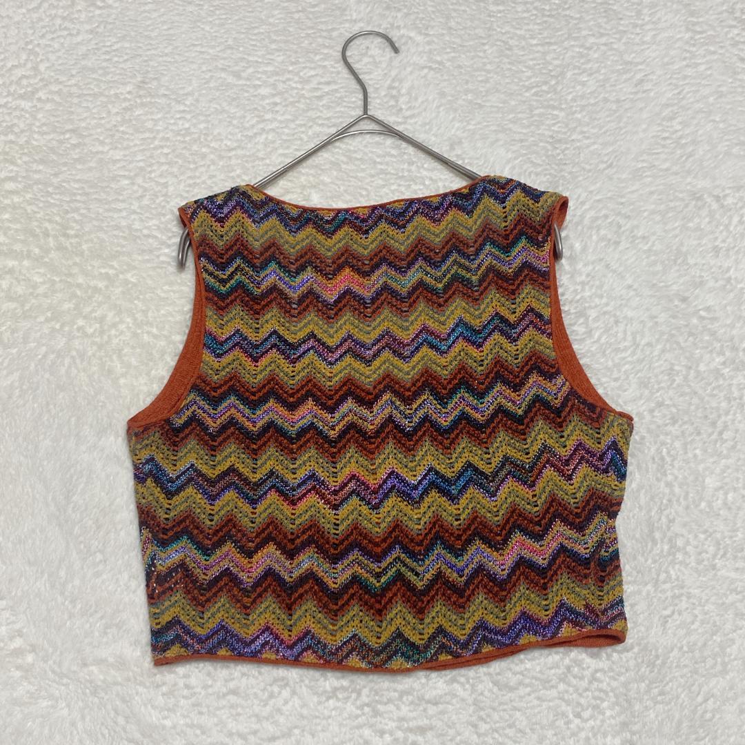 DE0013【ミッソーニ】ニットワンピース【44】アンサンブル 透かし編みベスト