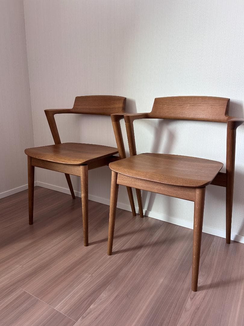 飛騨産業 SEOTO セミアームチェア 2脚目有 N5 板座 座面高45cm①