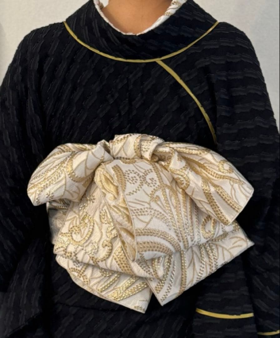 大人兵児帯　【スノーホワイト】【レッドメタル】のセット