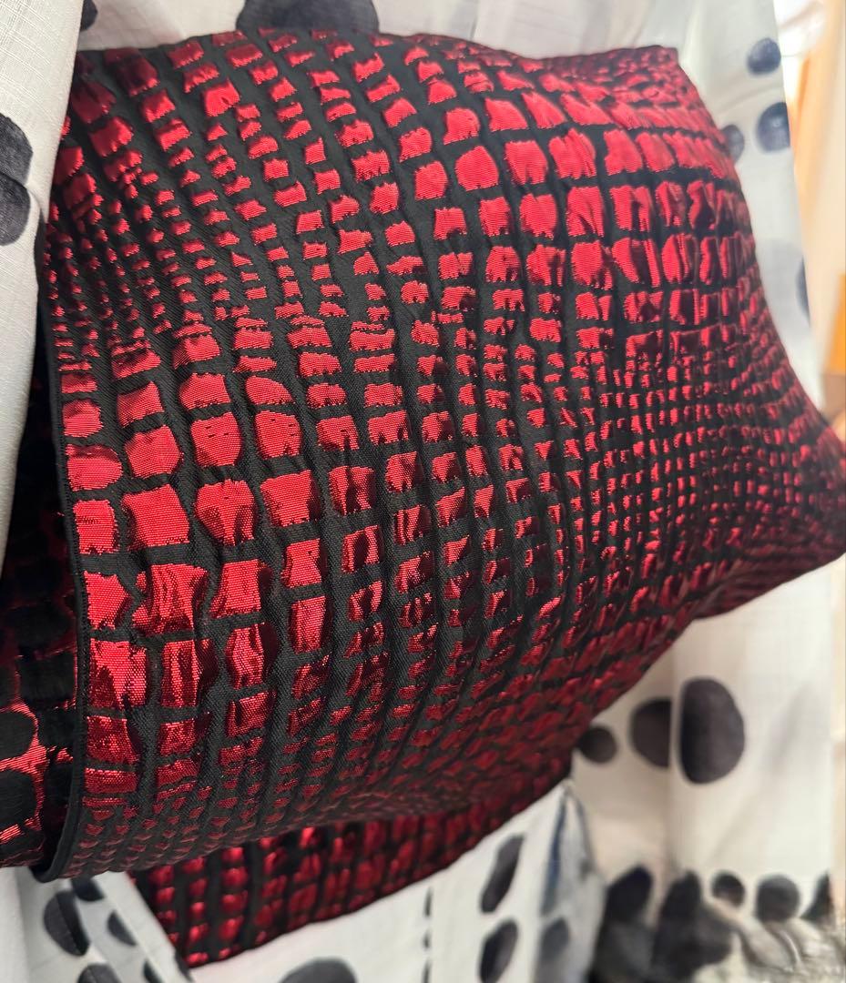 大人兵児帯　【スノーホワイト】【レッドメタル】のセット