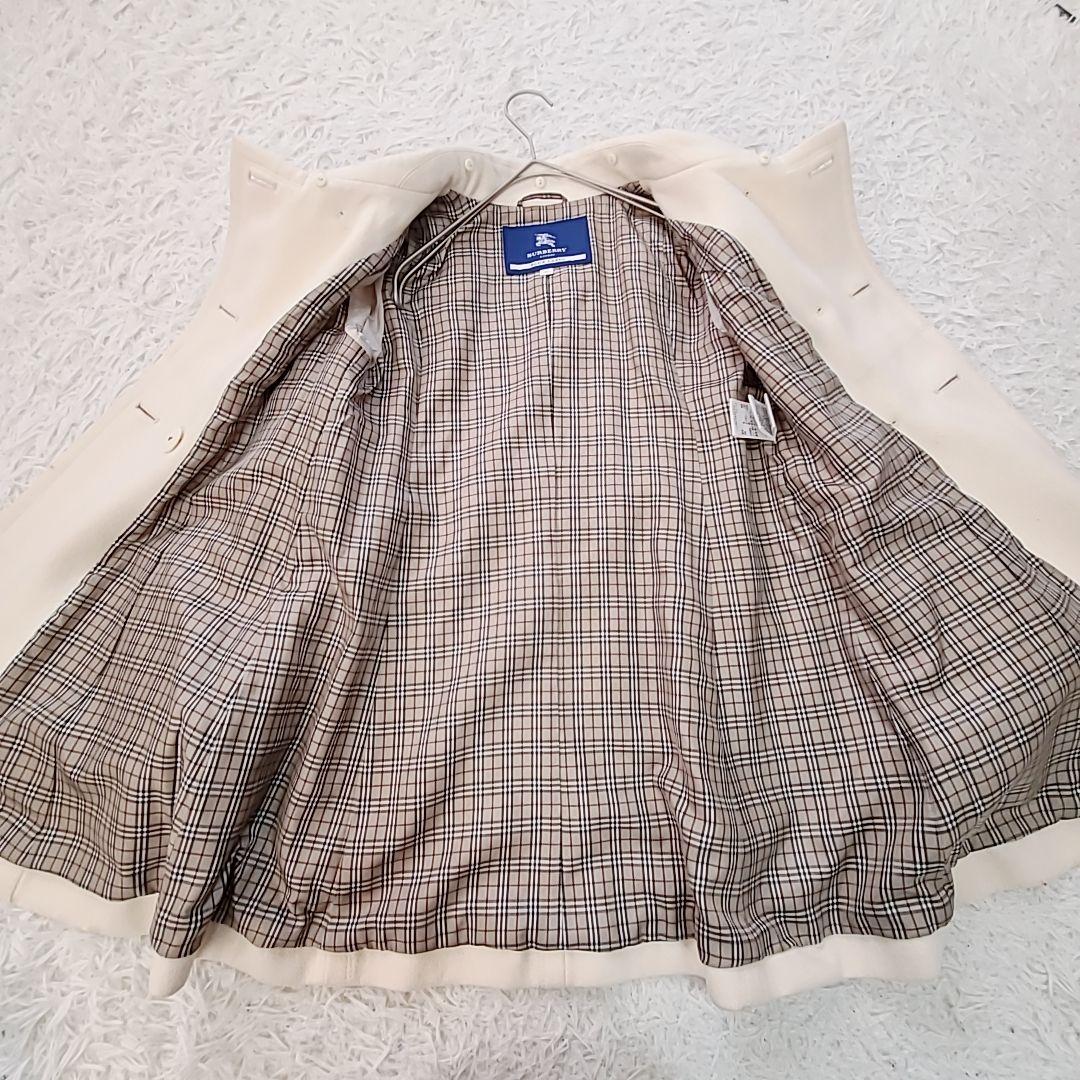 バーバリー・ブルーレーベル 裏ノバチェック コート アイボリー S