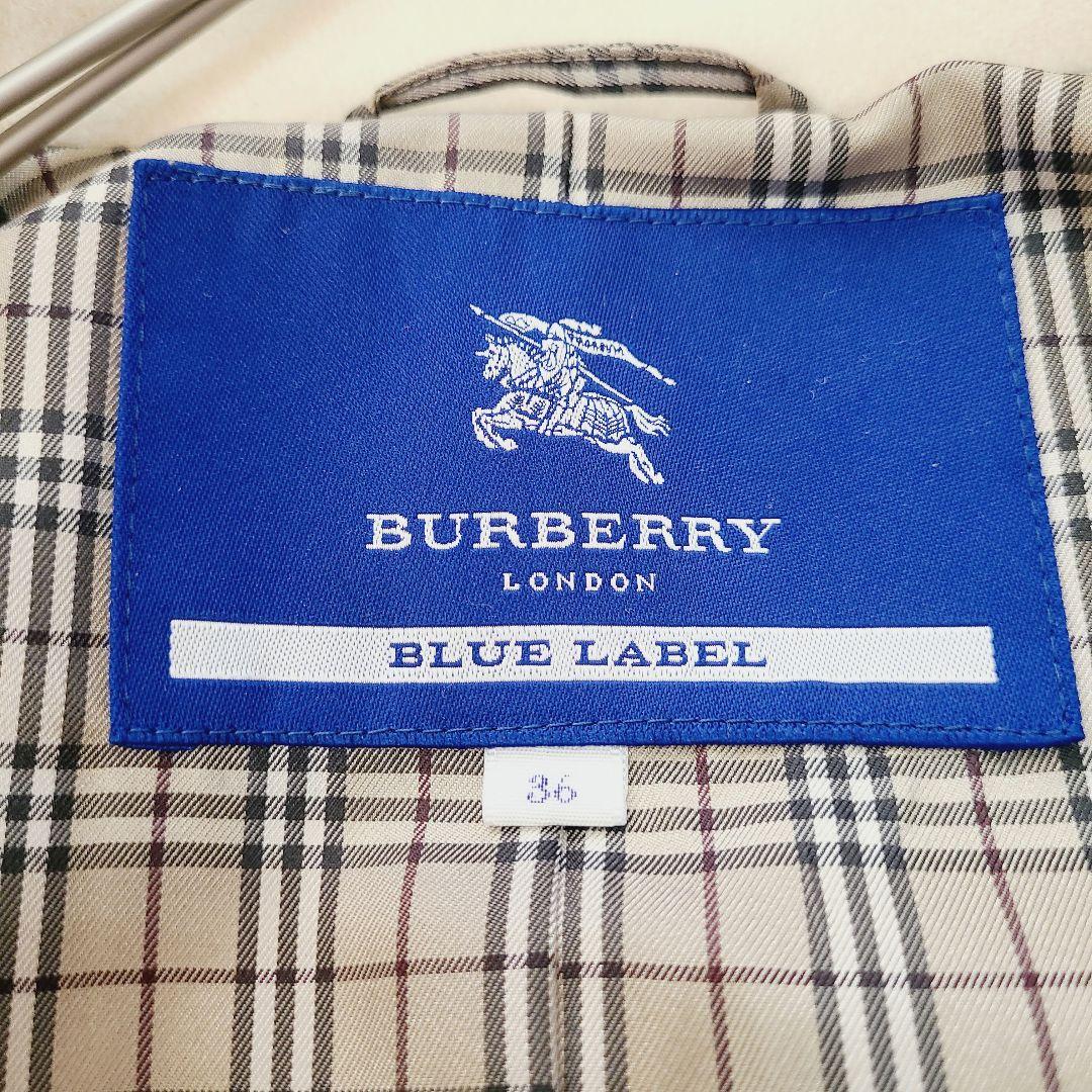 バーバリー・ブルーレーベル 裏ノバチェック コート アイボリー S