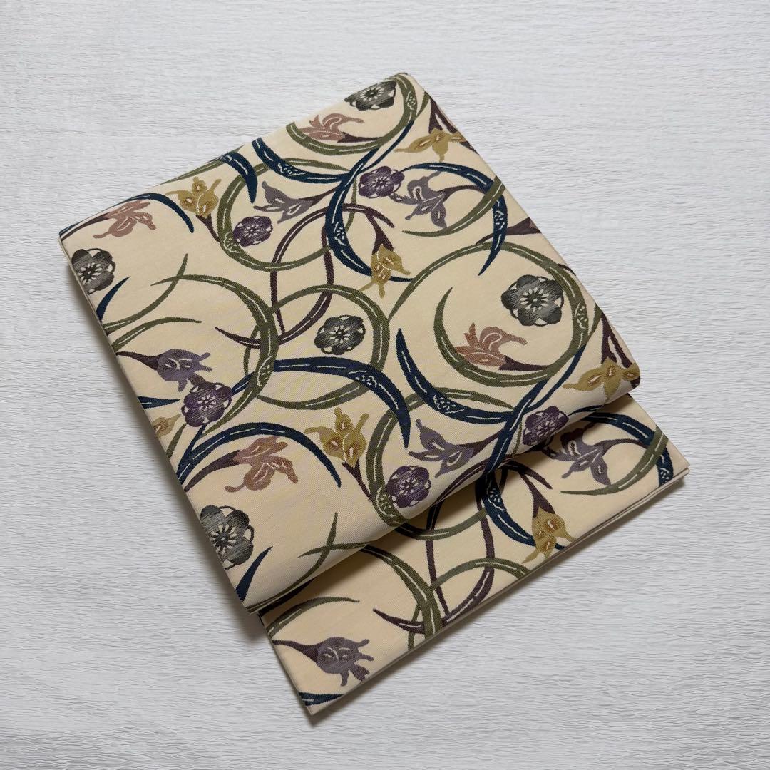 M101 紅型調　つづれ帯　正絹　袋帯　パールトーン加工済み　美品