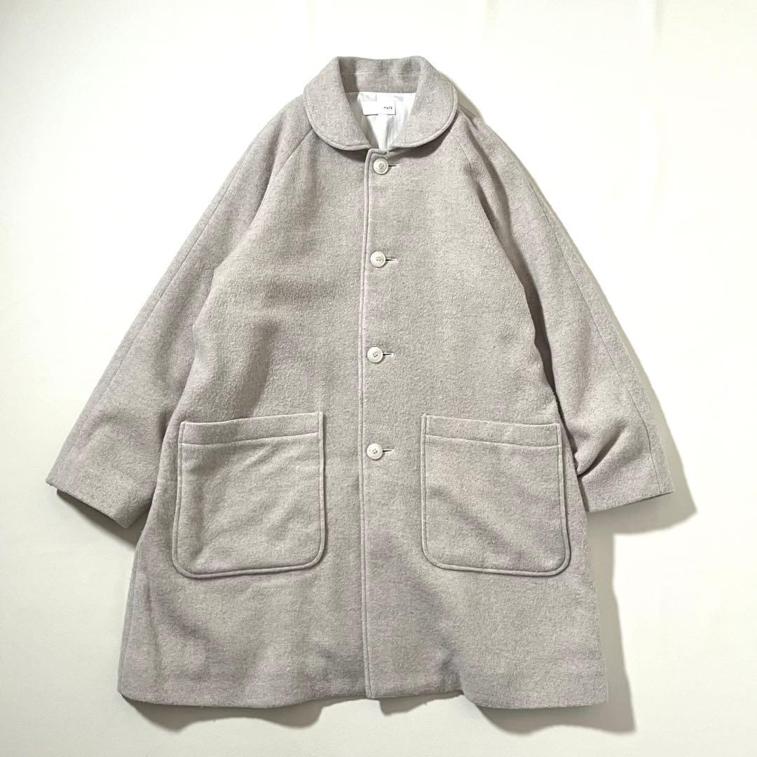 【美品】HUIS./ハウス 遠州織物　縮絨ウール フランネル ミドル コート