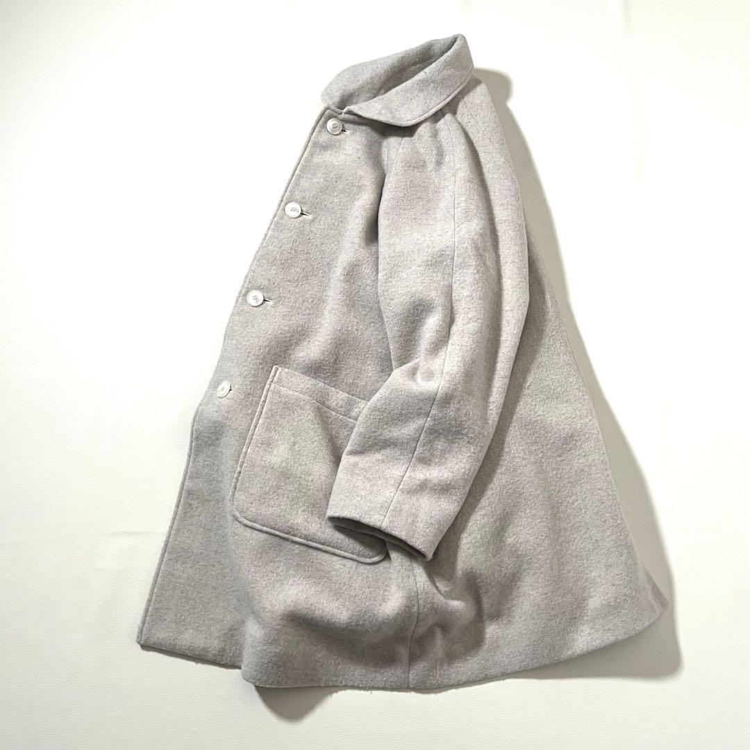 【美品】HUIS./ハウス 遠州織物　縮絨ウール フランネル ミドル コート