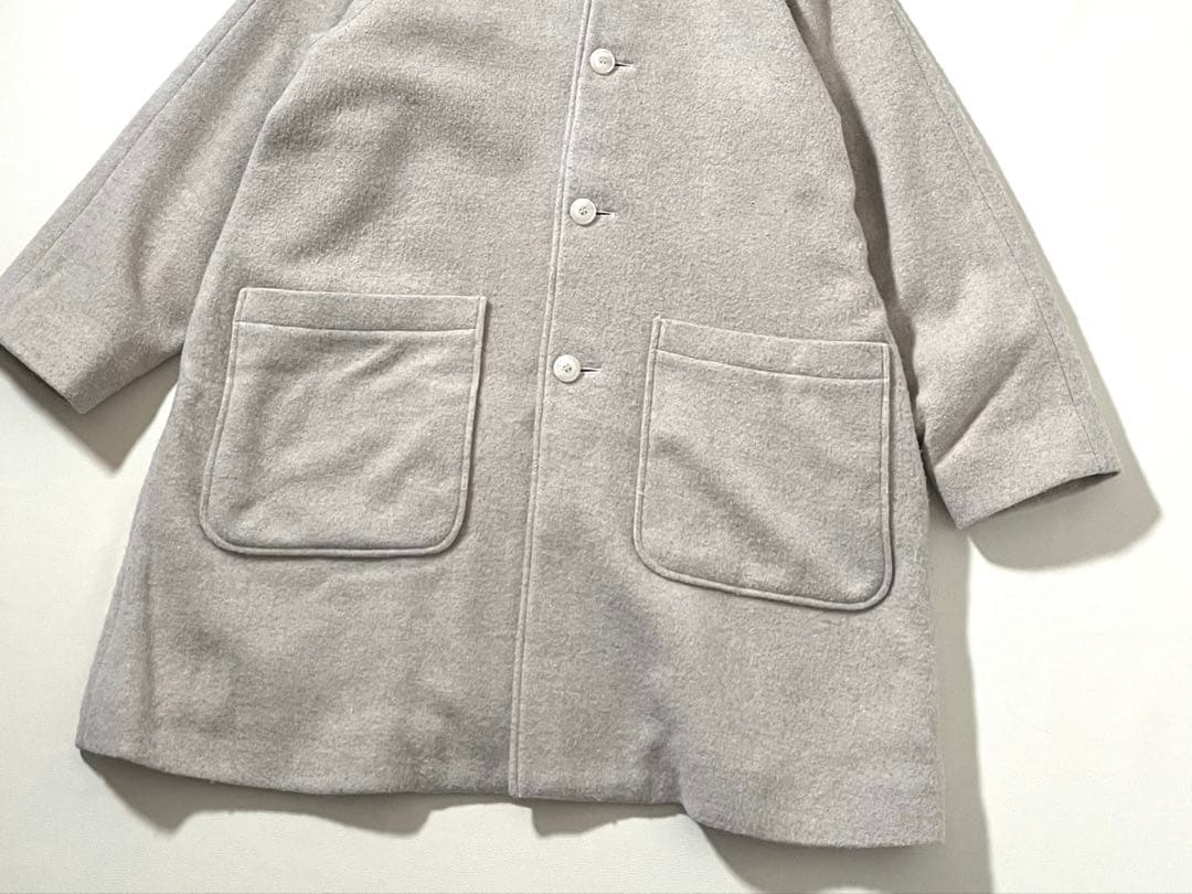 【美品】HUIS./ハウス 遠州織物　縮絨ウール フランネル ミドル コート