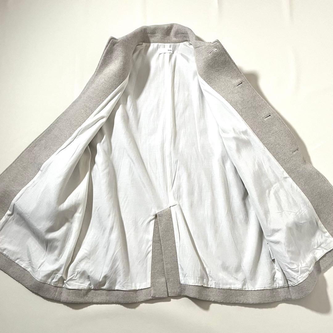 【美品】HUIS./ハウス 遠州織物　縮絨ウール フランネル ミドル コート