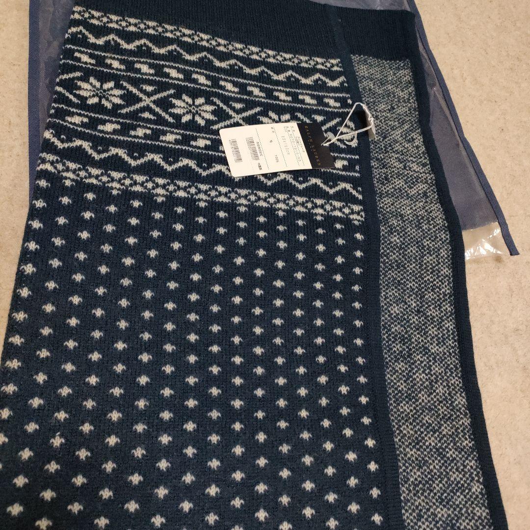 ラルフローレン雪柄ブランケット 65x160cm毛100%男女兼用高級