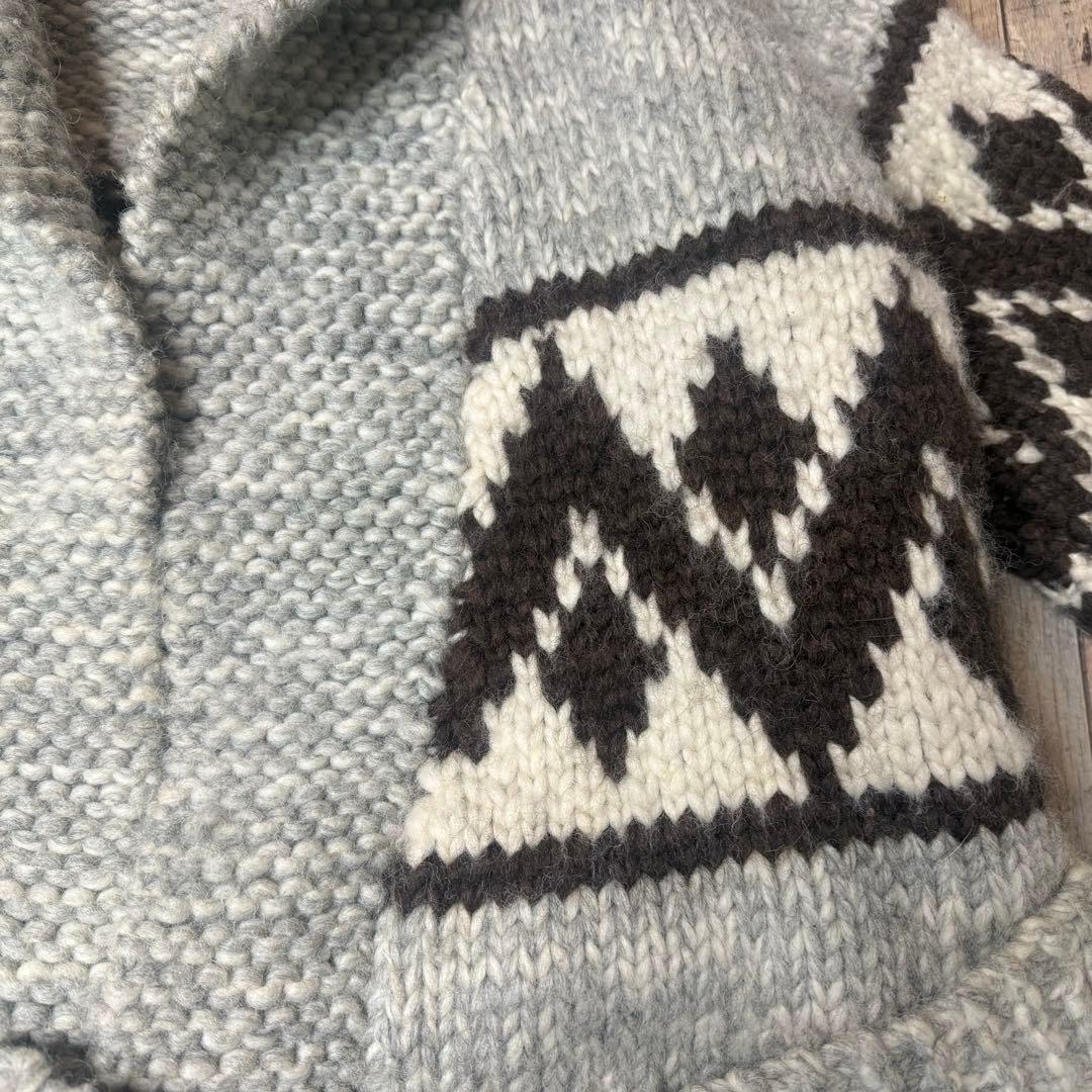 XL位 カウチンニット カウチンガウン ノルディク柄 肉厚 グレー カーディガン