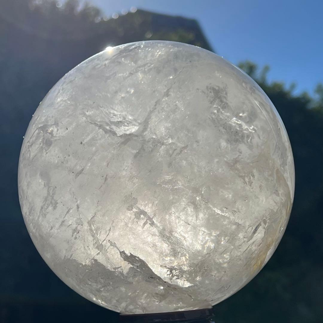 ✳️クラック超ギラギラ☆美煌ハイクオリティ極大玉✨レインボー ヒマラヤ水晶 丸玉