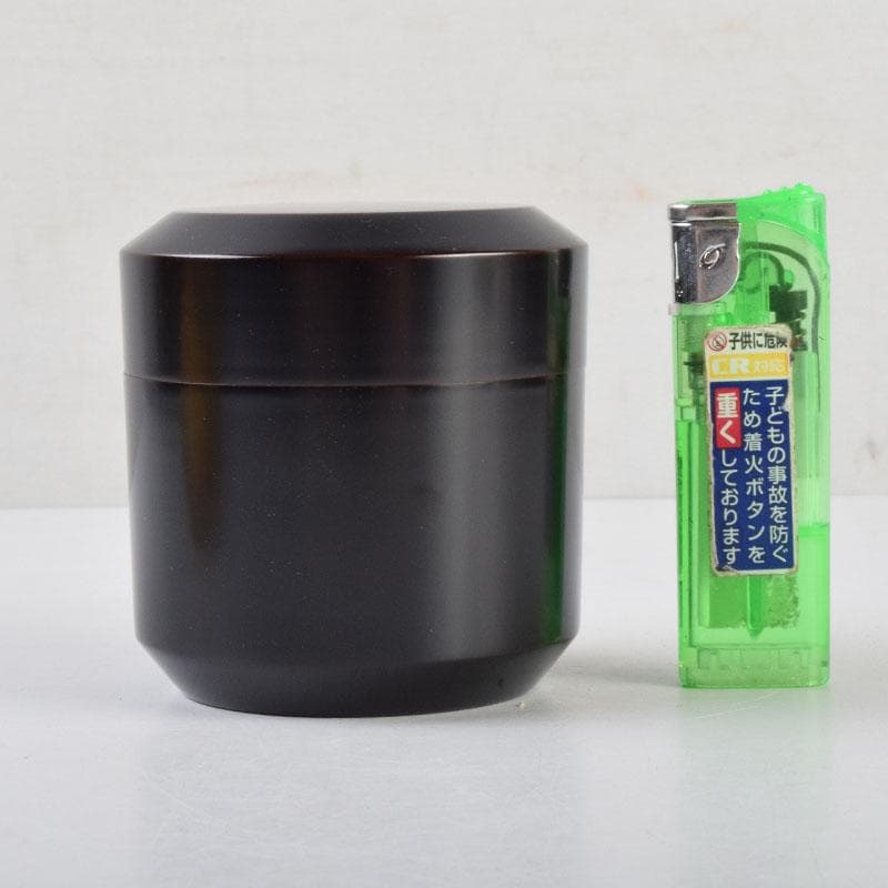 茶道具　塗師　堅地屋清兵衛作　利休形　黒雪吹　棗　共箱　V　9120