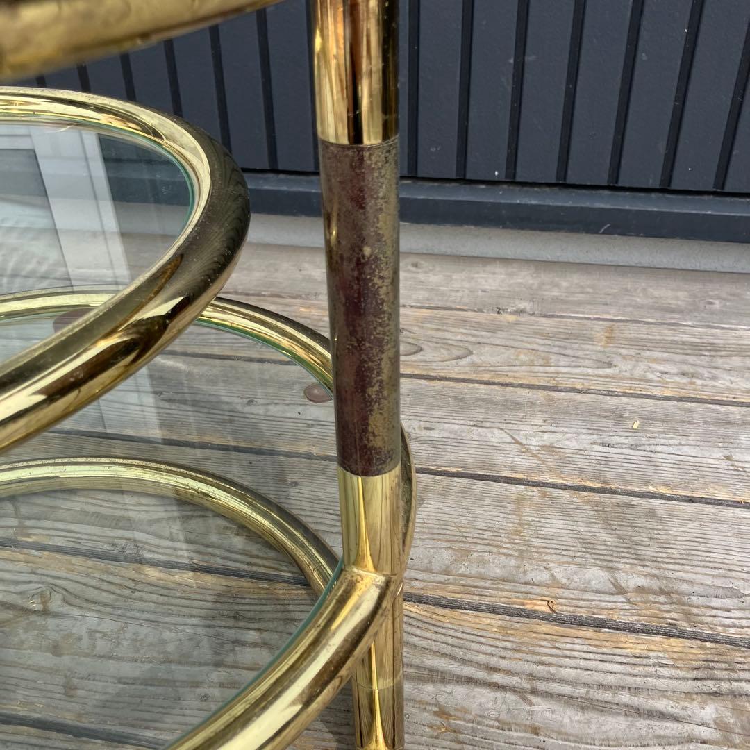 北欧レトロ ミッドセンチュリー 3段ラウンドテーブル ガラスサイドテーブル