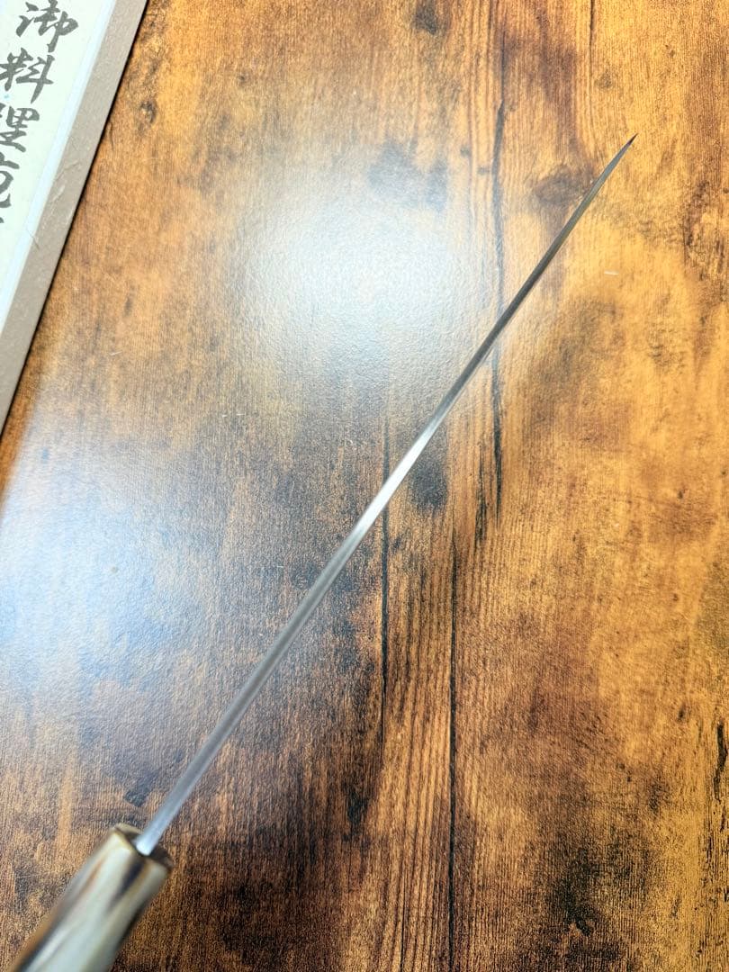 【堺打刃物】左用　フグ引　包丁　白鋼　8寸　紫檀水牛八角柄 包丁