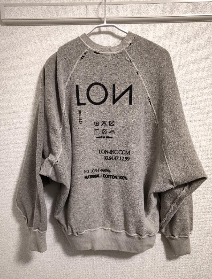 特別仕様ライトグレー【LON】TWO SIDE SWEATSHIRT #04新品
