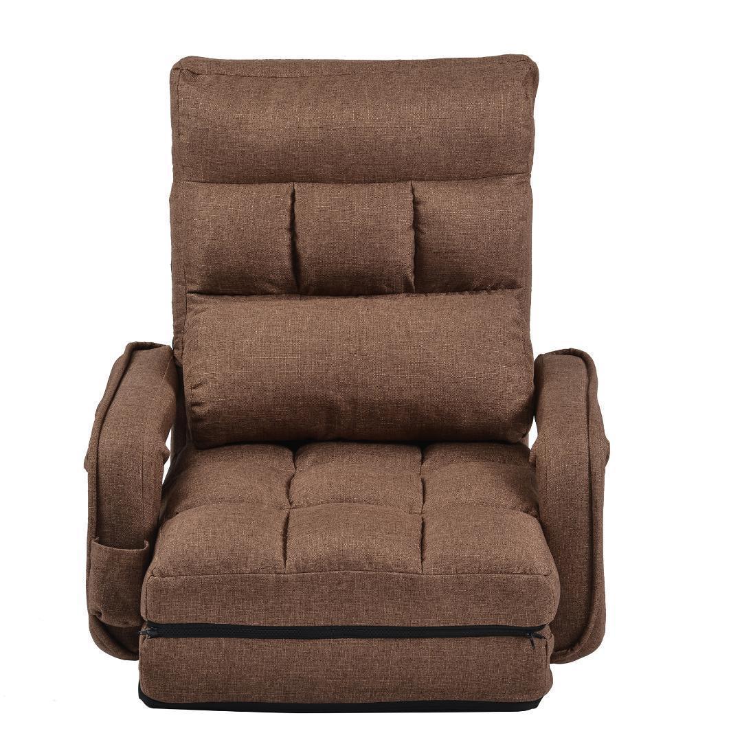 座椅子リクライニング14段ギア リクライニングチェアーコンパクト【ブラウン】