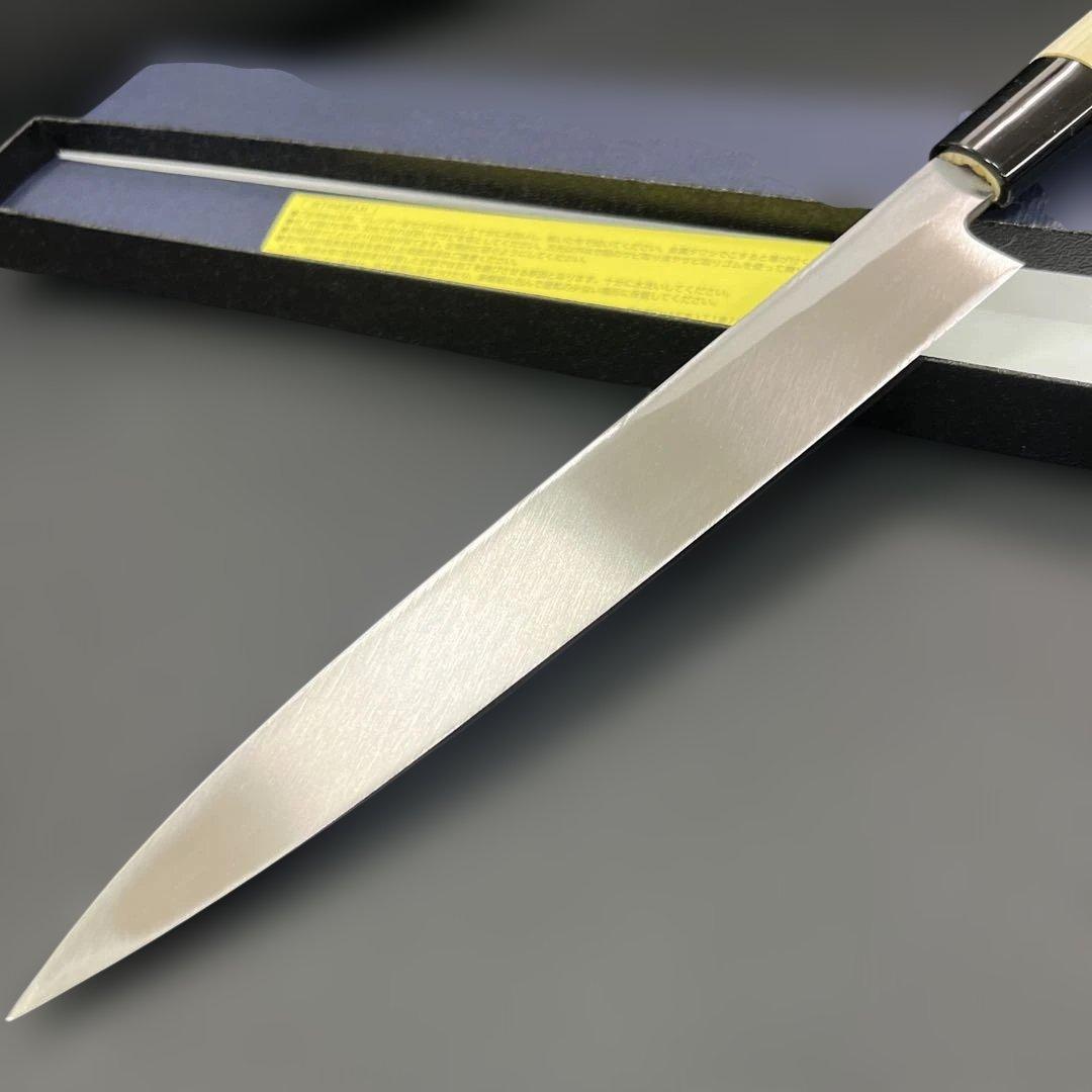 ★新品送料込★源正房はがね鍛造刺身包丁210mm右片刃裏押し化粧箱入り