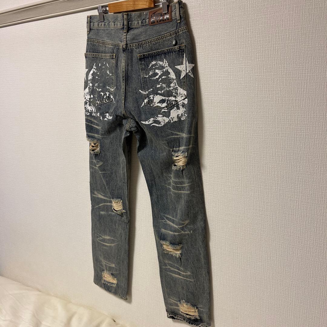 【極美品】 HELLSTAR ダメージ デニムパンツ